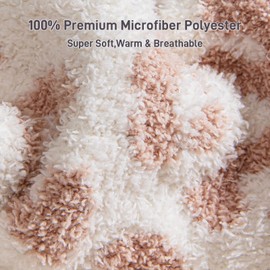 Damonsang Fuzzy Socks for Women Leopard Print,Microfiber Cozy Socks Fluffy Warm Crew Socks for Women, Luxury Gifts for Women -3 Pair Set-White/Rose Pink+Blue Gray/Black+Black/Orange