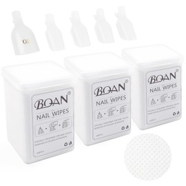 BQAN 600 PCS Nail Lint Free Wipes, Super Absorbent Nail Wipes, Nail Cleaning Pads, Nail Polish Wipes, Eyelash Extension Wipes with 5PCS Nail Dipping Clips (White)