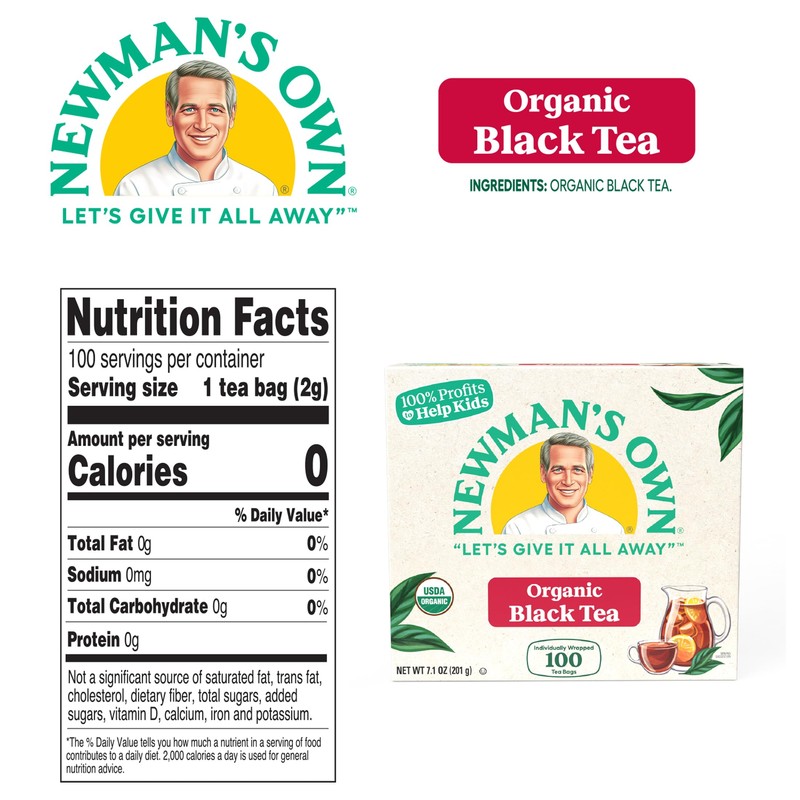Newman's Own Organic Black Tea Strong Robust Black Tea with