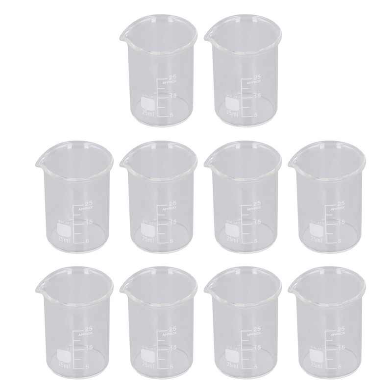 10PCS Glass Beaker Set Experiment Measuring Cup with Scale Teaching