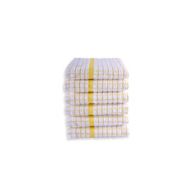 QUALITY HOME TEXTILES 100% Cotton Luxury Terry Towelling Tea Towels | Pack of 3| Kitchen Hand Towels Dish Cloth Super Absorbent Soft Touch | Hanging Loop | Gift Packed Tea Towels (Yellow)
