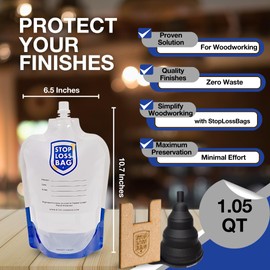StopLoss Bags 8-Pack for Wood Stains & Finishes with Funnel and Filler Clip