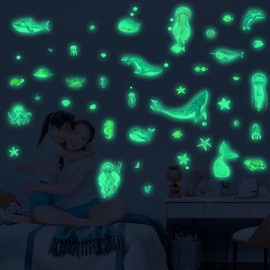 Copeflap Glow in the Dark Wall Sticker for Kids Room Wall Ceiling (Sea Creatures)