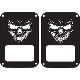JeepTails Skull Face Tail Lamp Light Covers Compatible with Jeep JK Wrangler Set of 2