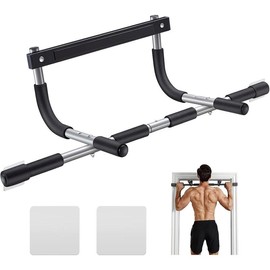 Pull up bar for doorway thickened steel max limit 440 lbs upper body fitness workout bar multigrip strength for doorway indoor chinup bar fitness trainer for home gym portable - Color: silver2, Size: Default