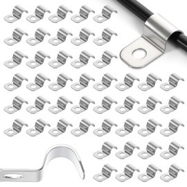 100 PCS 1/4 Outdoor Cable Clips with One-Hole, Stainless Steel Wire Mounting Clips for Fixing Wires, Cable Clamps for Wall Mounting Wire Management
