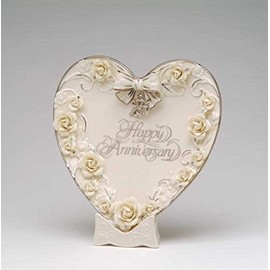 Appletree Design 25th Anniversary Rose Heart Plate and Stand, 9 by 9-Inch