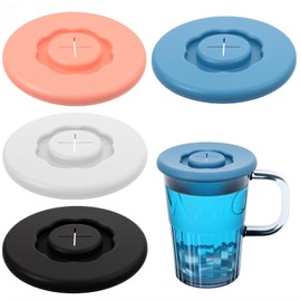 Shimmeroo 4PCS Silicone Lids Reusable Drink Covers for Alcohol Protection Cup Covers,Food Grade Anti-Dust Airtight Seal Lids with Straw Hole for Most Drinking Cups Glasse Coffee Tea Mugs