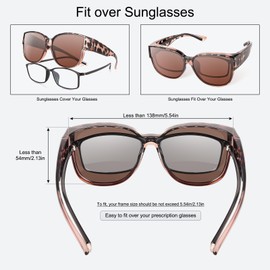 TINHAO Polarized Fit Over Glasses Sunglasses for Women UV Protection, Trendy Oversized Square Wrap Around Shades for Driving(Amber leopard,Brown)