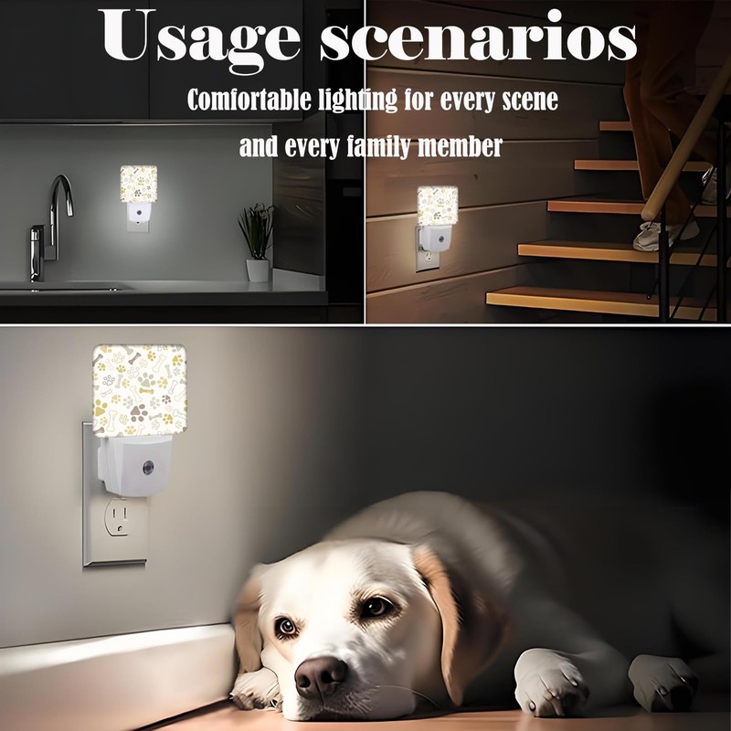 FSHVQKD Dog Paw Night Light,Plug-in Nightlights Auto Sensor Night Lamp