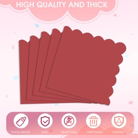 40Pcs Red Scalloped Napkins 2 Ply 5 x 5 Inch Scalloped Disposable Cocktail Beverage Napkins for Christmas, Wedding,Baby Shower, Red Birthday Decorations