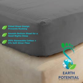 Earthing Grounding Fitted Queen Size Sheet in Gray – Earthing Sheet for Healing Sleep and Wellbeing - Supplied c/w 15 ft Bed Grounding Cord - Earthing Sheets and Products by Earth Potential