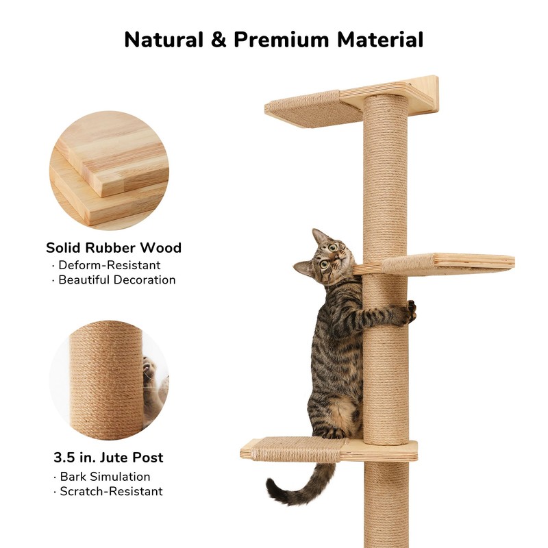 FUKUMARU Tall Cat Tree, 5 Tier Floor to Ceiling Cats