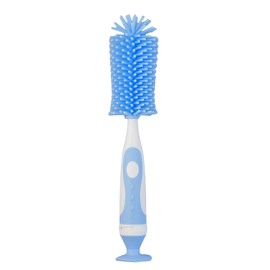 PAPU BABY Cepillo para Biberón/Botella de Silicón 100% grado alimenticio. Escobillón para Biberones. (Azul)