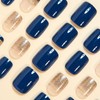 IMSOHOT Press on Nails Short Square Fake Nails Blue Glossy