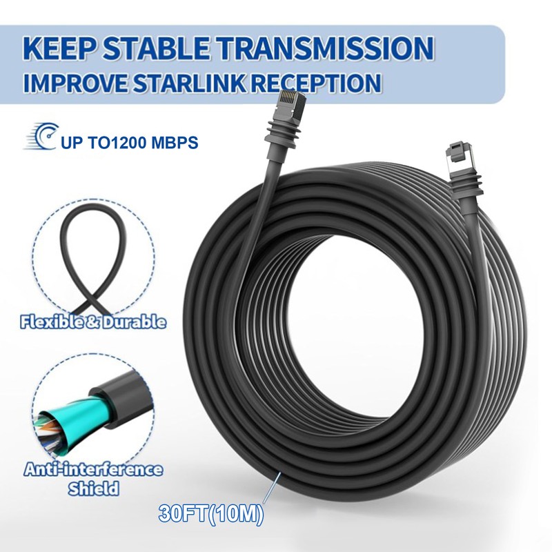 for Starlink Cable IP68 Waterproof 1200Mbps Smooth Transmission Extender Cable