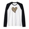 Cute Leopard Pattern Heart Raglan Baseball Tee