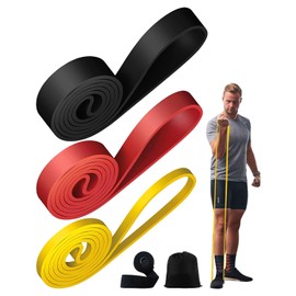 Elastische Bänder für Muskelaufbau, 3 Stück, elastische Gummibänder, Fitnessbänder mit Türanker und Aufbewahrungstasche, verschiedene Widerstandsstufen, Pull Up Bänder, Pilates, Yoga