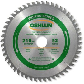 Oshlun SBFT-210052 210mm 52 Tooth FesPro Crosscut ATB Saw Blade with 30mm Arbor for Festool TS 75 EQ