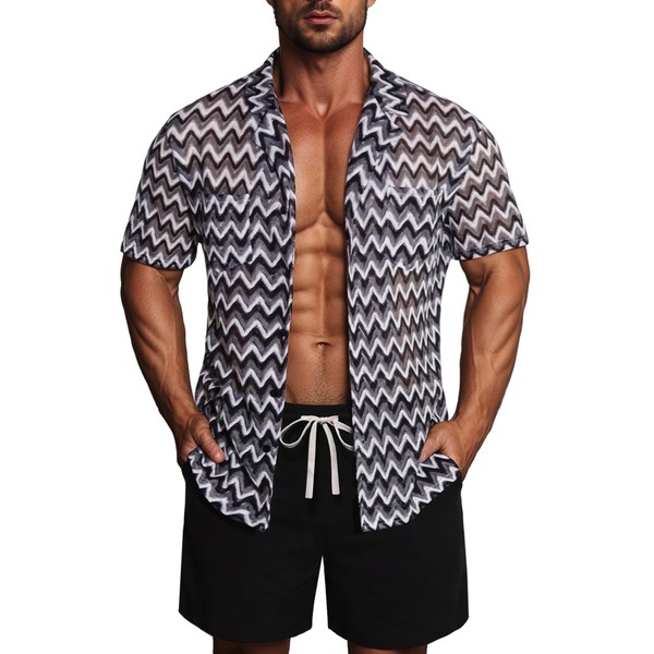 ZSJR Mens 2 Pieces Outfits Summer Beach Set Tracksuit See