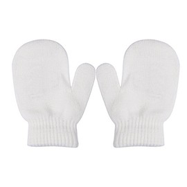 BiggerStore Toddler Unisex Baby Girl Boy Solid Color Warm Knit Gloves Magic Stretch Mittens Winter (1-4 Years, White)