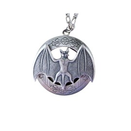 Handmade Oxidized Silver Bat Locket Necklace