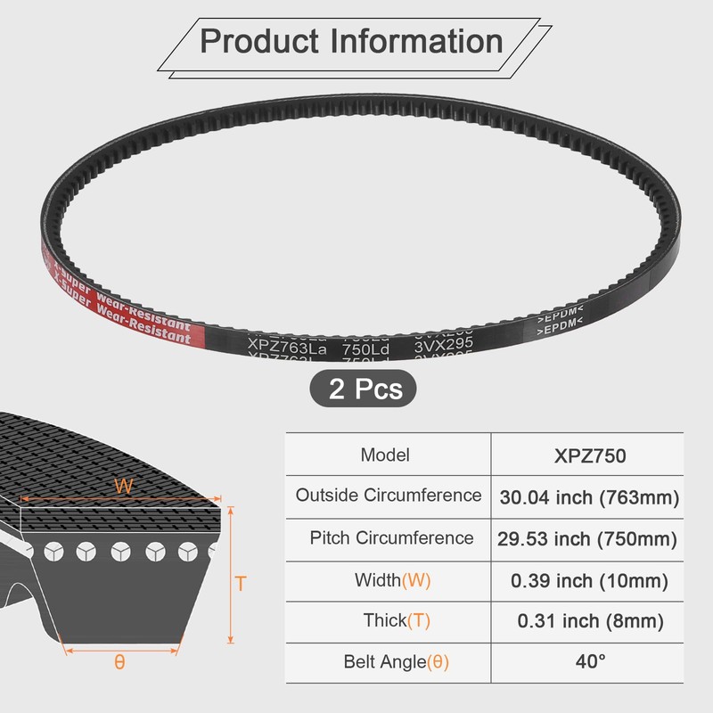 QUARKZMAN XPZ750 EPDM V-belt, V-belt with industrial rubber, 10 mm