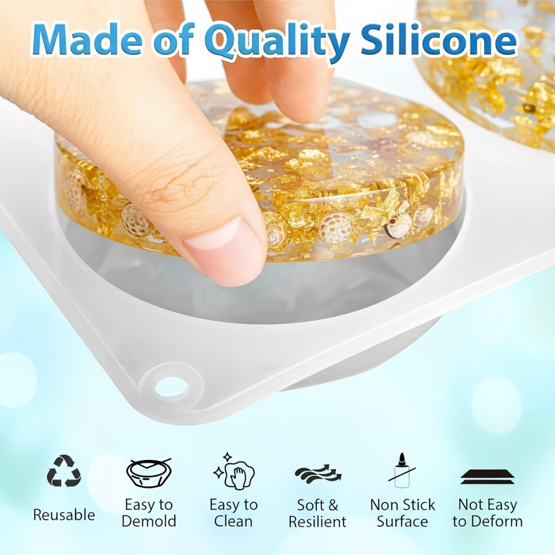 Silicone Resin Coaster Molds, 6-Cavity 4 Inch Polygonal Epoxy Mold