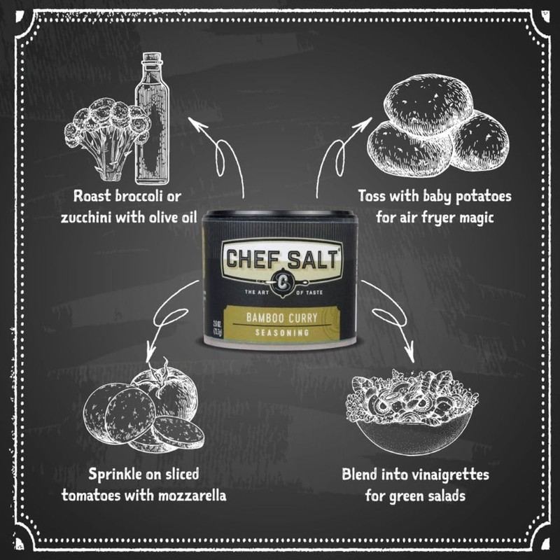 CHEF SALT Bamboo Curry Seasoned Salt, 2.6 oz Salt Shaker