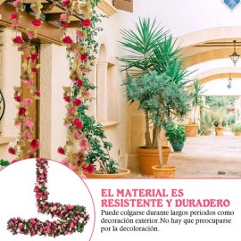 8pcs Flores Artificial Decorativas Guia Enredadera Con Rosas