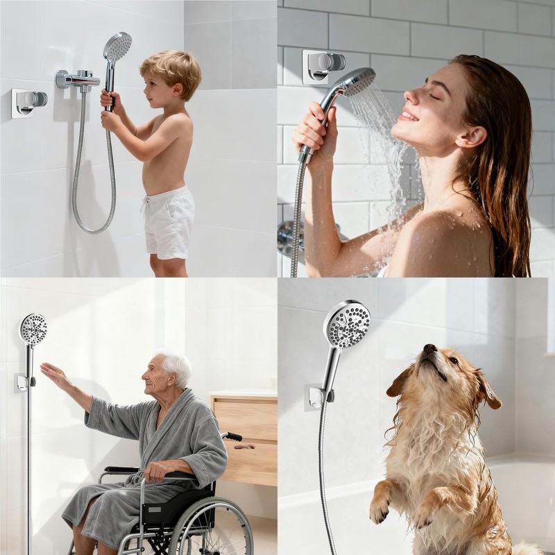 Hibbent Showerhead Holder, Strong Adhesive and Waterproof Handheld Shower Holder