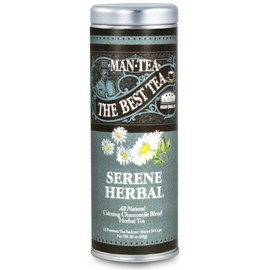 Man Tea, Serene Herbal Tea by La Tea Dah, Gourmet Chamomile Tea Bags Flavored with Lemongrass, Lavender, & Spearmint, Caffeine Free, Unique Anniversary, Get Well Soon, or Birthday Gifts for Him