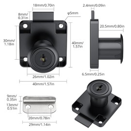 Tanice 4 Pack Furniture Lock Zinc Alloy Cam Security Lock Keyed Alike Cylinder Cupboard Drawer Lock with 8 Keys for Door Cabinet Mailbox Drawer Cupboard Household Office, Black