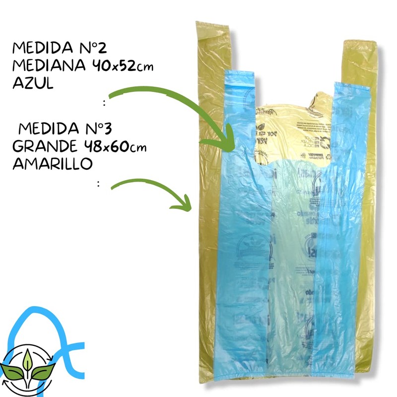 bolsas tipo camiseta oxobiodegradables resistentes multi proposito supermercado ecofriendly 100%