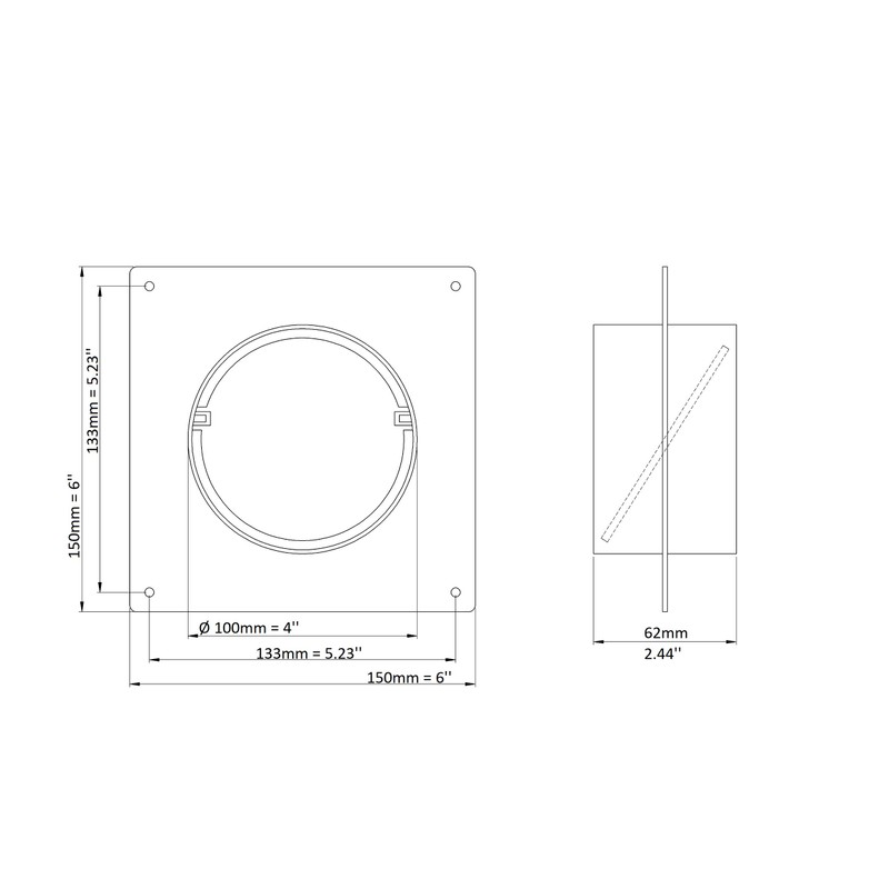 Ø 100mm / 4 inch Ventilation Wall Flange with Backdraught