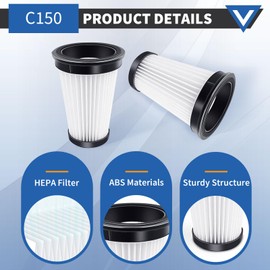 [4 PACK] Vacuum Filters Compatible with iwoly C150 Cordless Vacuum Cleaner, Replacement 4 Hepa Filter. Washable Filters Compatible with Iwoly 18000Pa Cyclone Vacuum (4)