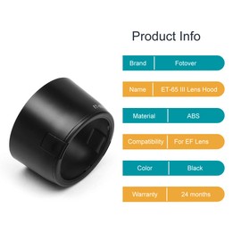 Fotover ET-65 III Lens Hood Replacement Sun Shade for Canon EF 85mm f/1.8 USM&EF 135mm f/2.8 SOFTFOCUS&EF 100-300mm f/4.5-5.6 USM lenses