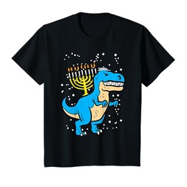 Kids Hanukkah Dino Menorah Chanukah Trex Toddler Boys Kids Youth T-Shirt