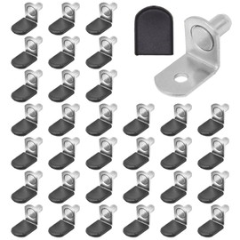Yosawa 30 Pcs Shelf Support Pegs，L-Shaped Glass Supports，Shelf Bracket Pegs with Hole，Furniture Shelf Bracket with Rubber Sleeve（Silver/L）