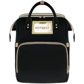 HOTBEST Diaper Bag Backpack, Black, 12.2x10.2x18.1 Inch (Pack of 1)