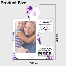 Aunt Gifts from Niece Nephew 4x6 Picture Frame - Auntie Puzzle Photo Frame Appreciation Gifts for Aunt Birthday Christmas Thanksgiving