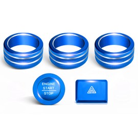 for Honda Civic 2022-2026, CRV/HRV/Acura Integra 2023-2026, Accord 2023-2025 & ADX 2025 Accessories Knob Cover Set fits Hazard Light Push Start Stop Button Cover Ring AC Aluminum Alloy Trim 6Pcs(Blue)