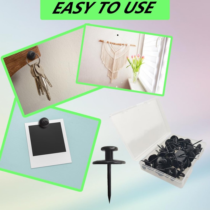 EQUIJUANCE 36 PCS Double Headed Thumb Tacks Push Pin for