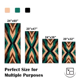 Tyrot Boho Long Bathroom Rugs Runner Non Slip Washable Western Aztec Bath Mats Rugs for Bathroom Hallway Plush Soft Absorbent Farmhouse Carpet for Shower, Kitchen, 24x60 inch, Turquoise