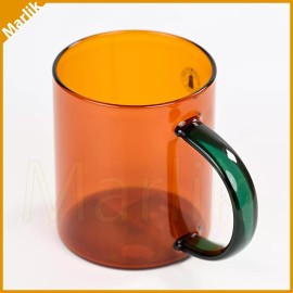 IKEA SKUGGSTUBB Glass Mug Handmade Quality, Brown/Green 14 oz, NEW