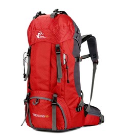 60L Waterproof Ultra Lightweight Packable Climbing Fishing Traveling Backpack Hiking Daypack,Backpack,Handy Foldable Camping Outdoor Backpack Bag with a Rain Cover (Red)