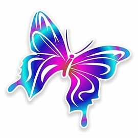 2 x 10cm/100mm Pretty Butterfly Vinyl Sticker Decal Laptop Car Travel Luggage Label Tag #9594