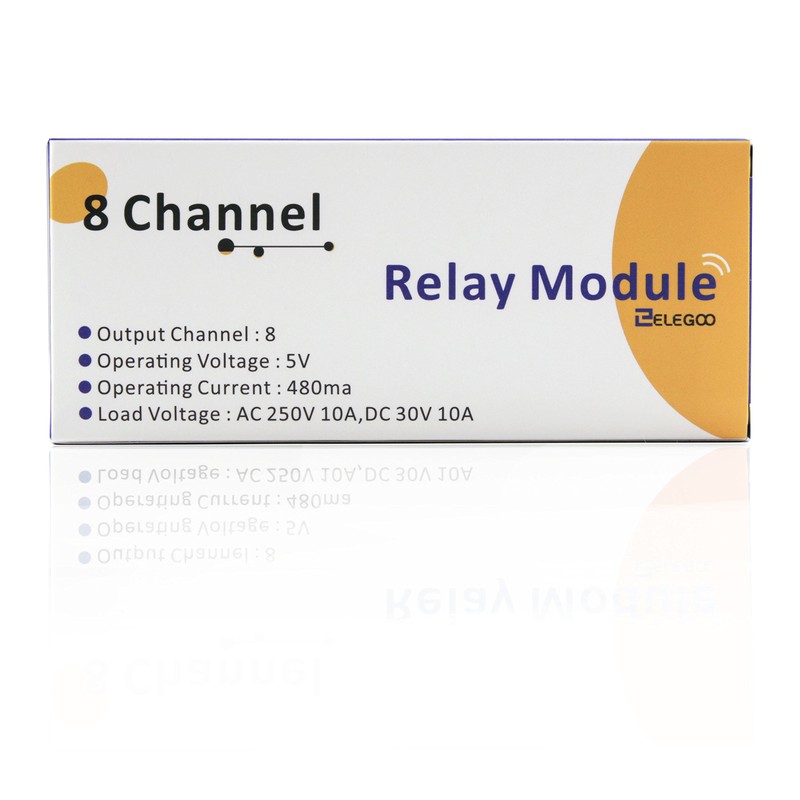 ELEGOO 8 Channel DC 5V Relay Module with Optocoupler Compatible