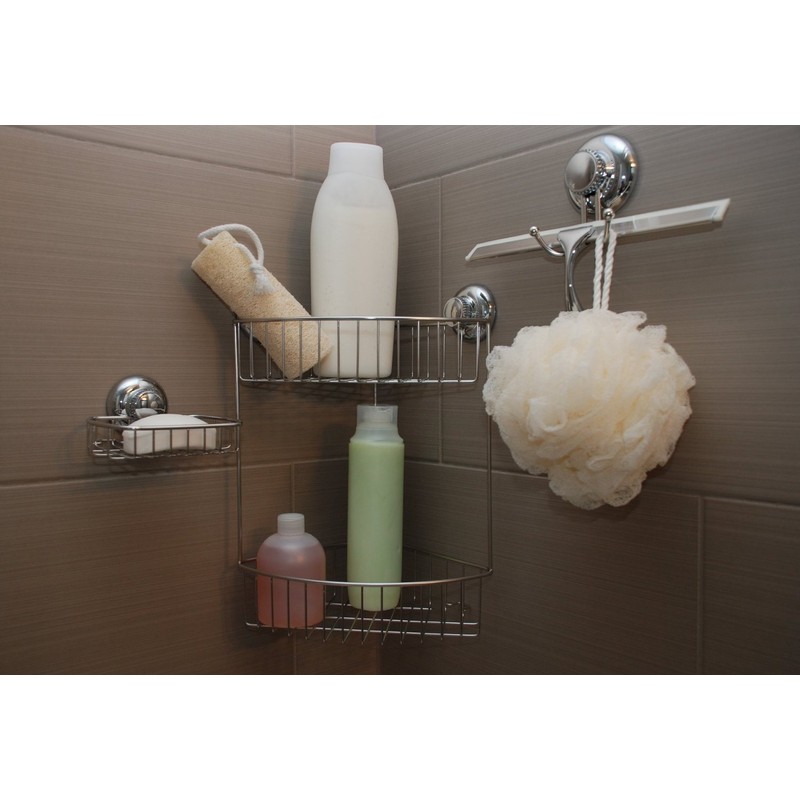 MaxHold No-Drilling/Suction Cup Double Robe Hook - Vaccum System -