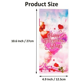 Jagrove Valentine Cellophane Treat Bags with Gold Twist Ties 100 Pieces Heart Print Plastic Bags Goodie Cookies Candy Bread Gift Bags for Valentine's Day Wedding Party Supplies